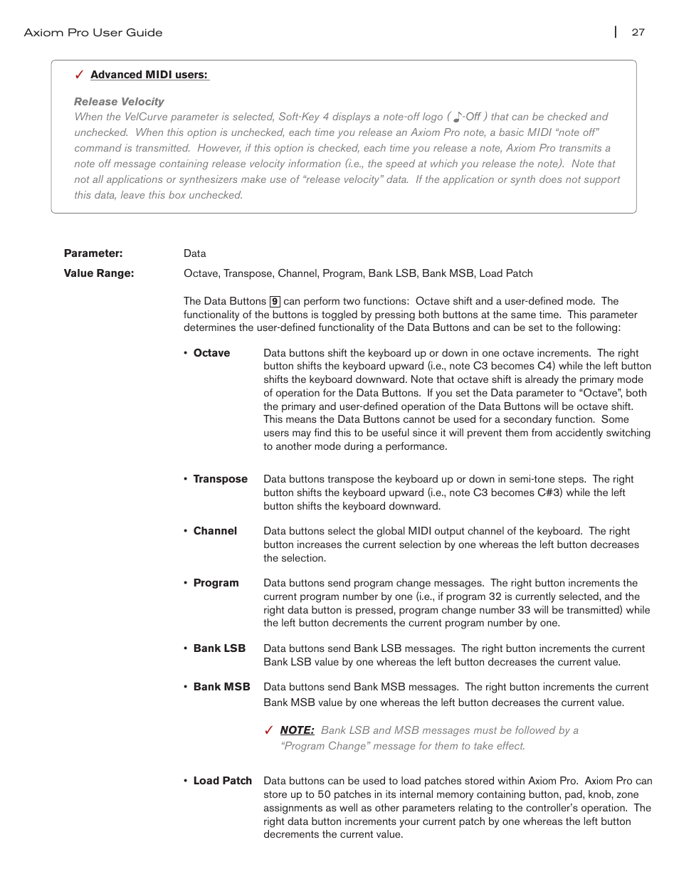 M-AUDIO Axiom Pro User Manual | Page 28 / 75