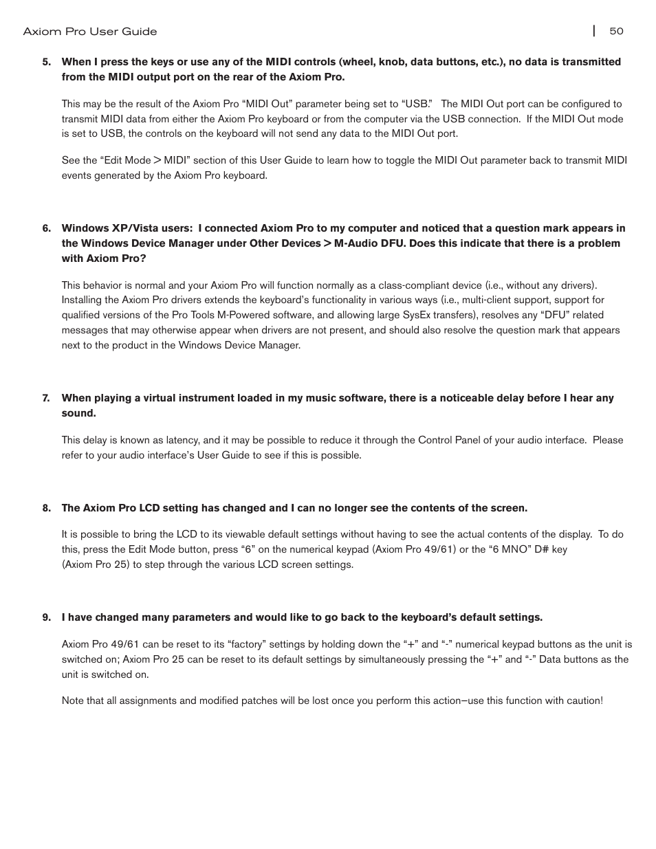 M-AUDIO Axiom Pro User Manual | Page 55 / 75