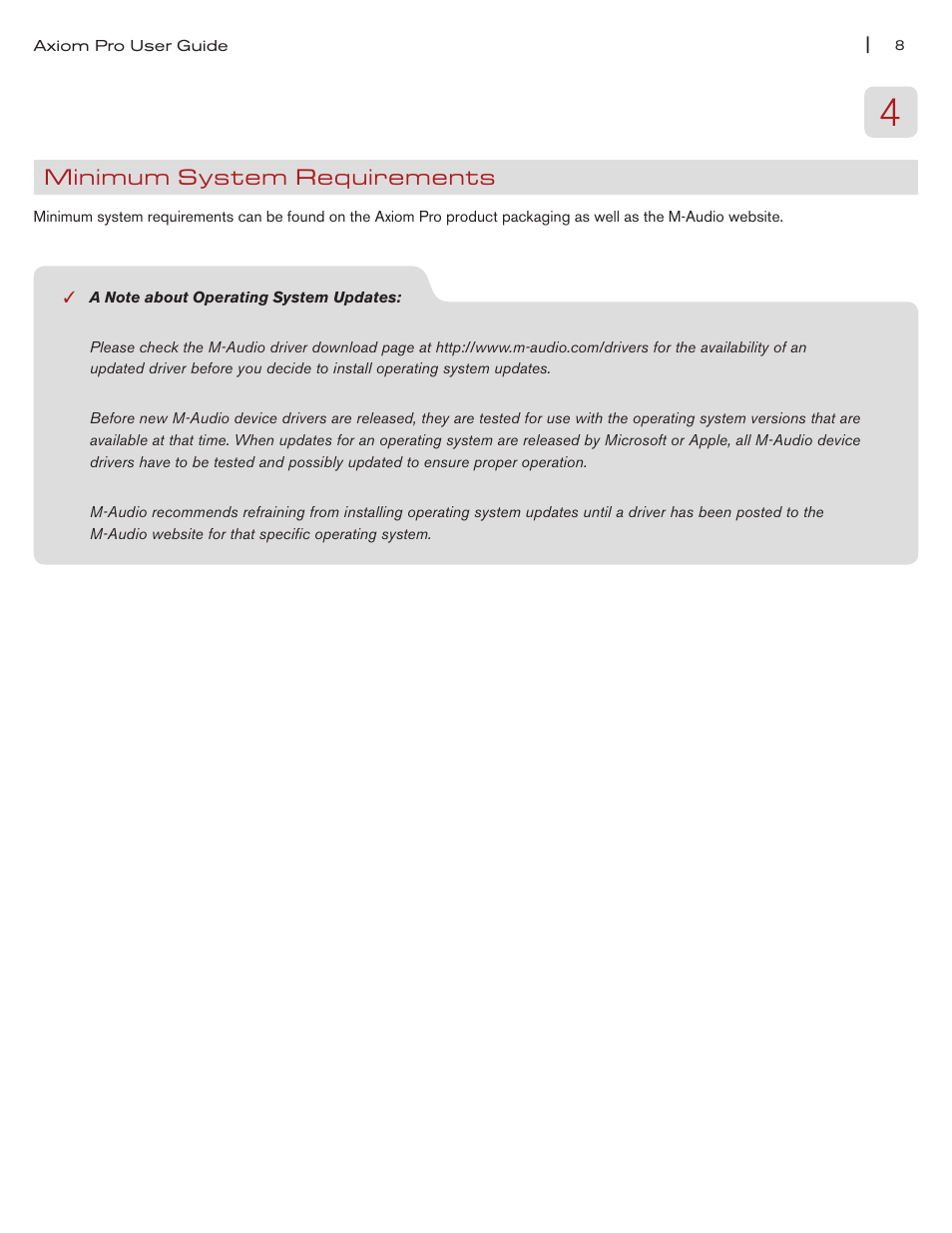 Minimum system requirements | M-AUDIO Axiom Pro User Manual | Page 9 / 75