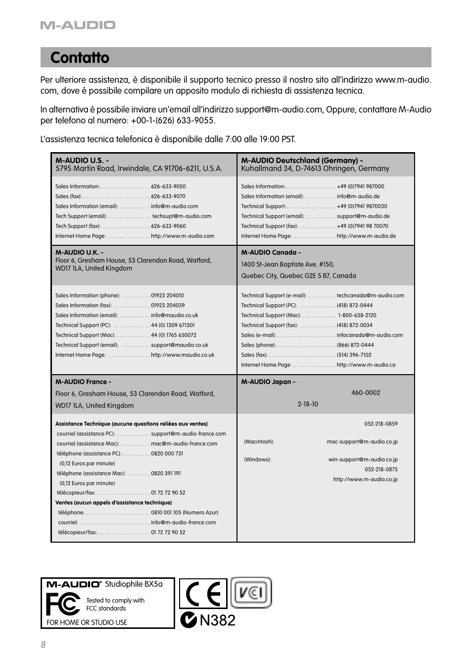 Contatto, Studiophile bx5a | M-AUDIO BX5as User Manual | Page 9 / 11