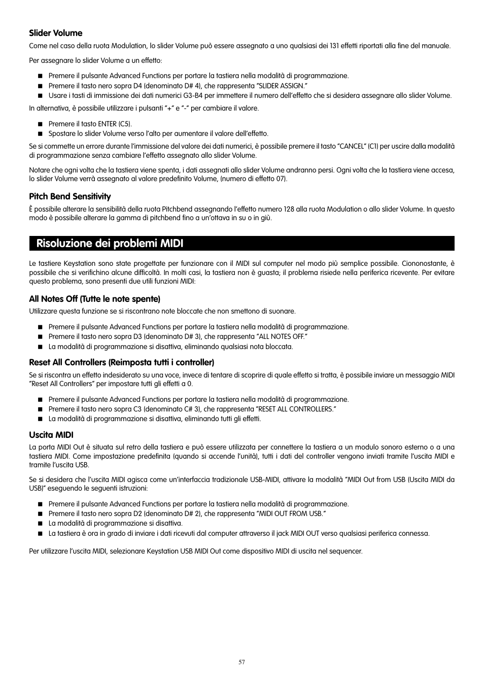 Risoluzione dei problemi midi | M-AUDIO 88es User Manual | Page 58 / 78