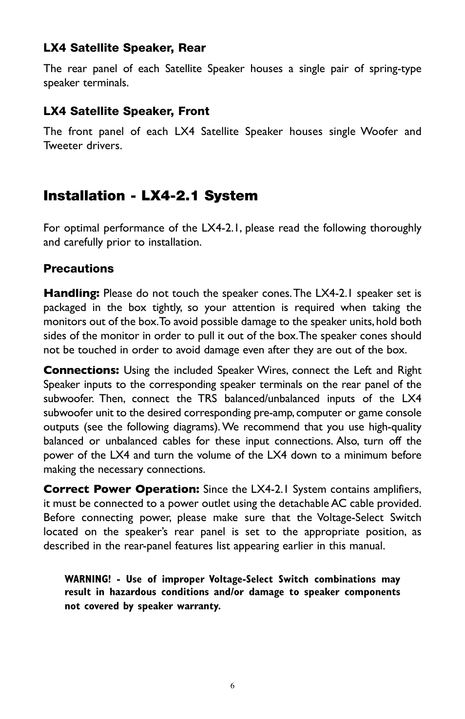Installation - lx4-2.1 system | M-AUDIO LX4 User Manual | Page 6 / 15