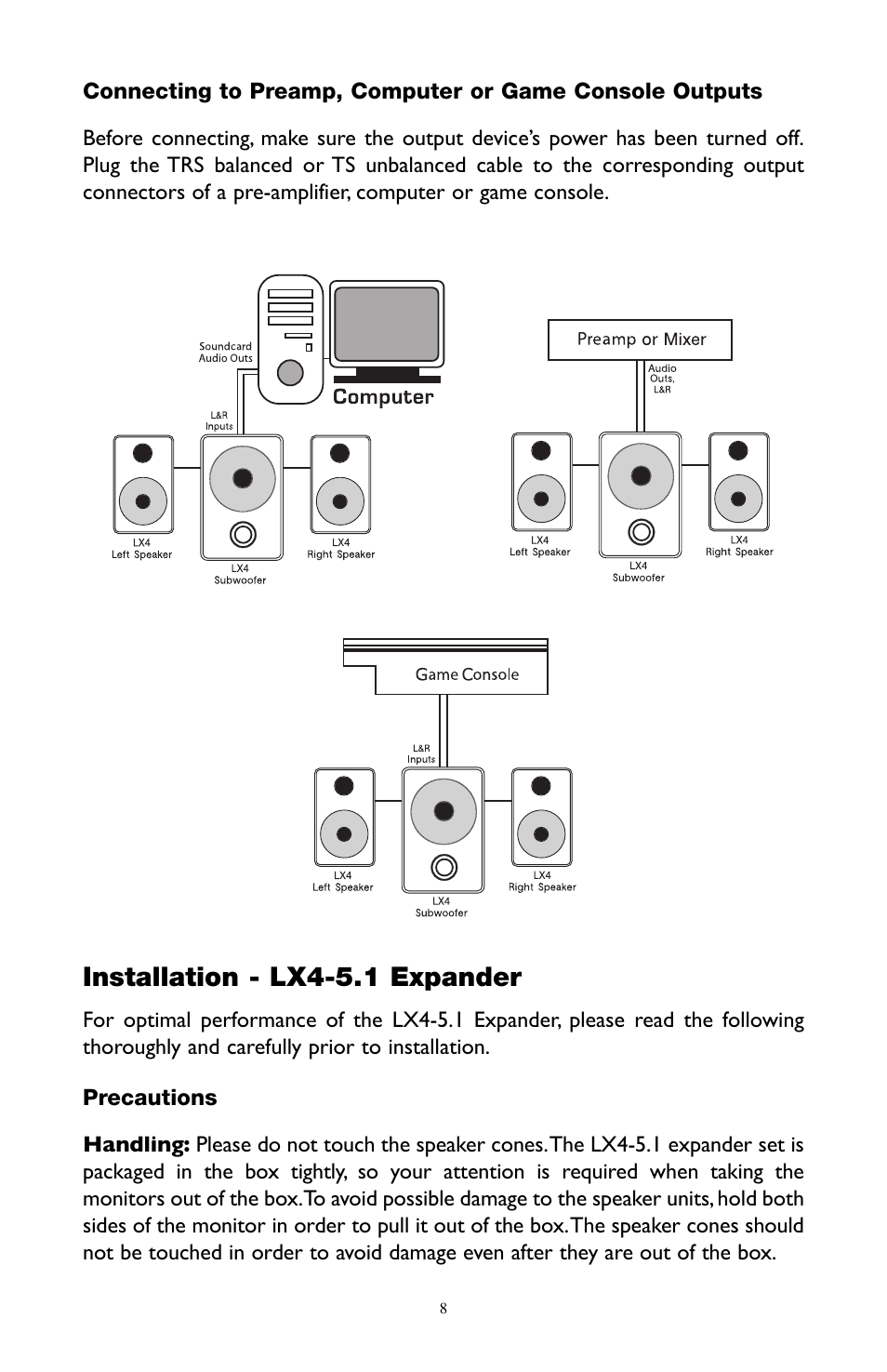 Installation - lx4-5.1 expander | M-AUDIO LX4 User Manual | Page 8 / 15