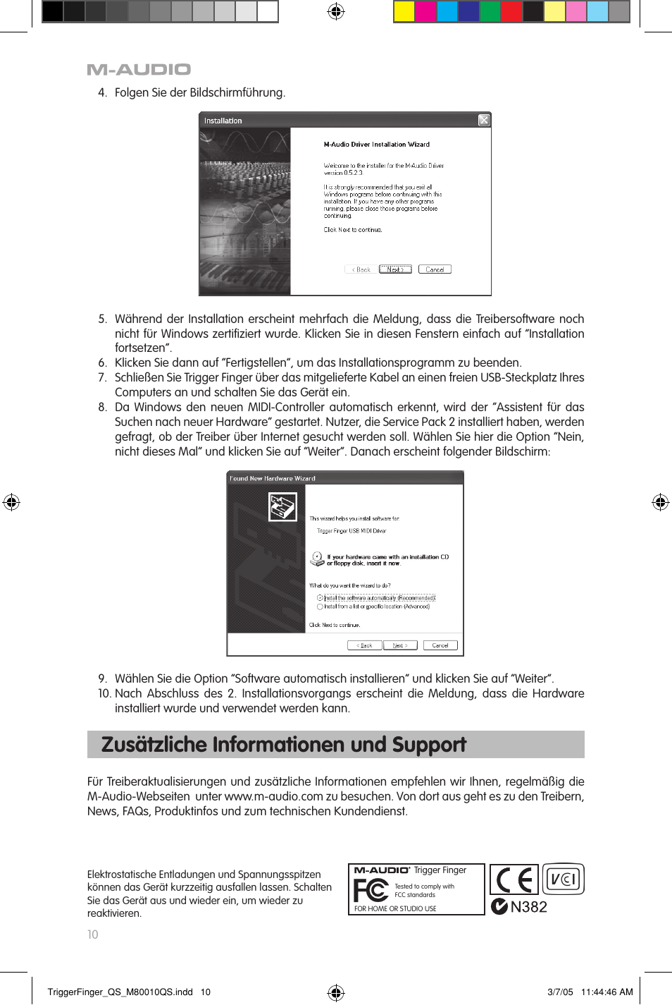 Zusätzliche informationen und support | M-AUDIO TRIGGERFINGER QS_M80010QS User Manual | Page 10 / 16