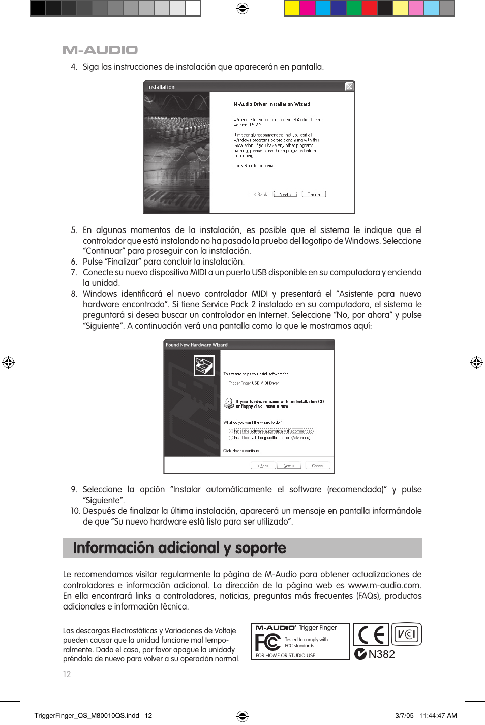 Información adicional y soporte | M-AUDIO TRIGGERFINGER QS_M80010QS User Manual | Page 12 / 16