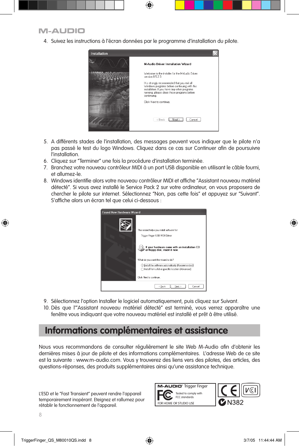 Informations complémentaires et assistance | M-AUDIO TRIGGERFINGER QS_M80010QS User Manual | Page 8 / 16