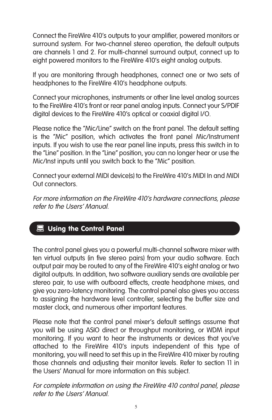 M-AUDIO FireWire 410 User Manual | Page 4 / 19