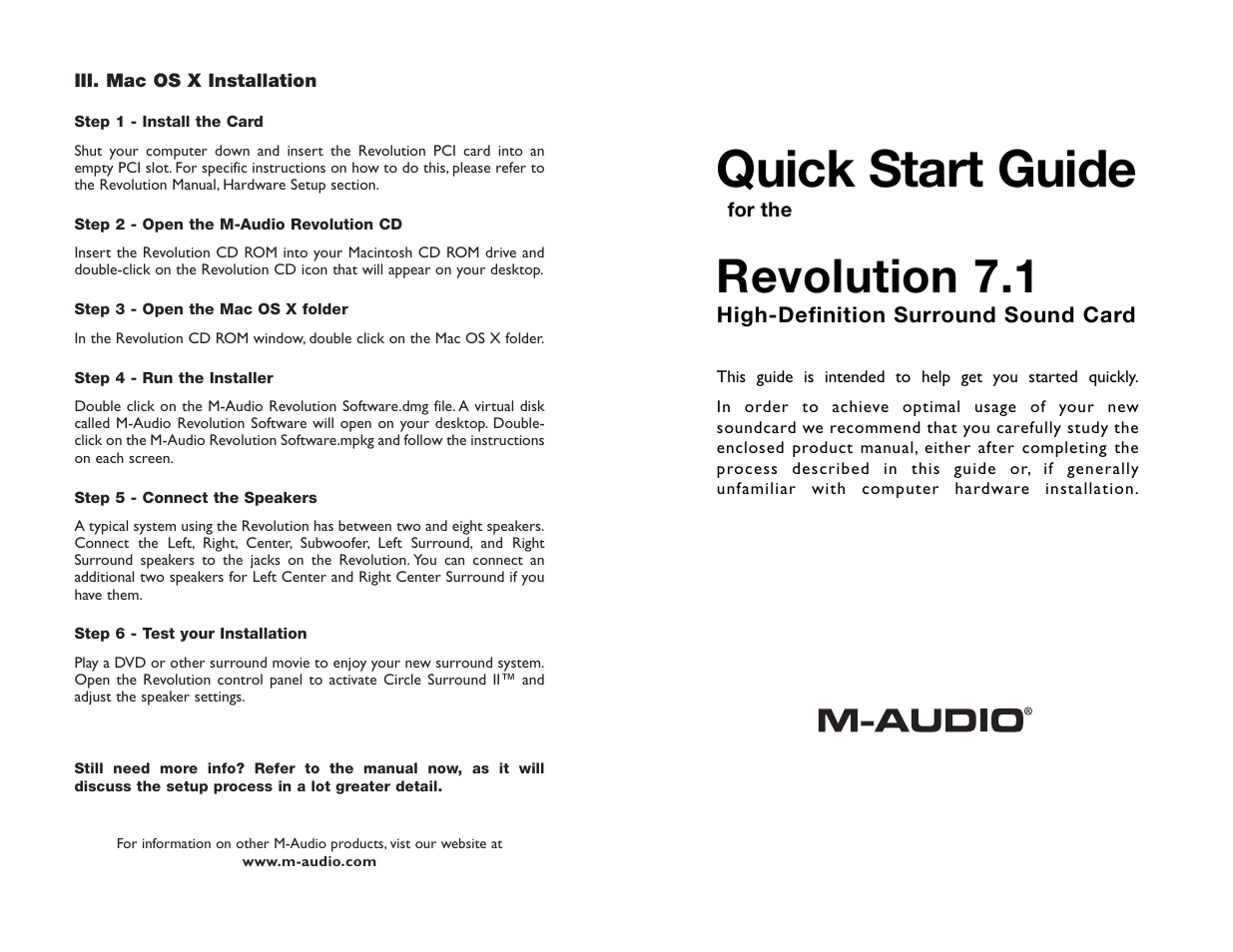 M-AUDIO 7.1 User Manual | 4 pages