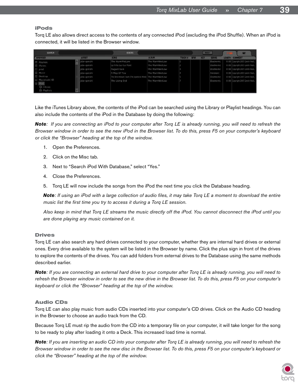 Ipods, Drives, Audio cds | Ipods drives audio cds | M-AUDIO Digital DJ System User Manual | Page 40 / 62