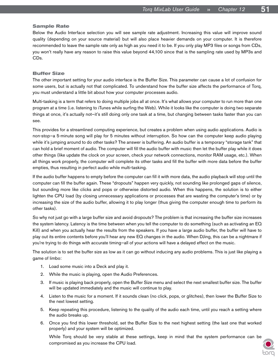 Sample rate, Buffer size, Sample rate buffer size | M-AUDIO Digital DJ System User Manual | Page 52 / 62