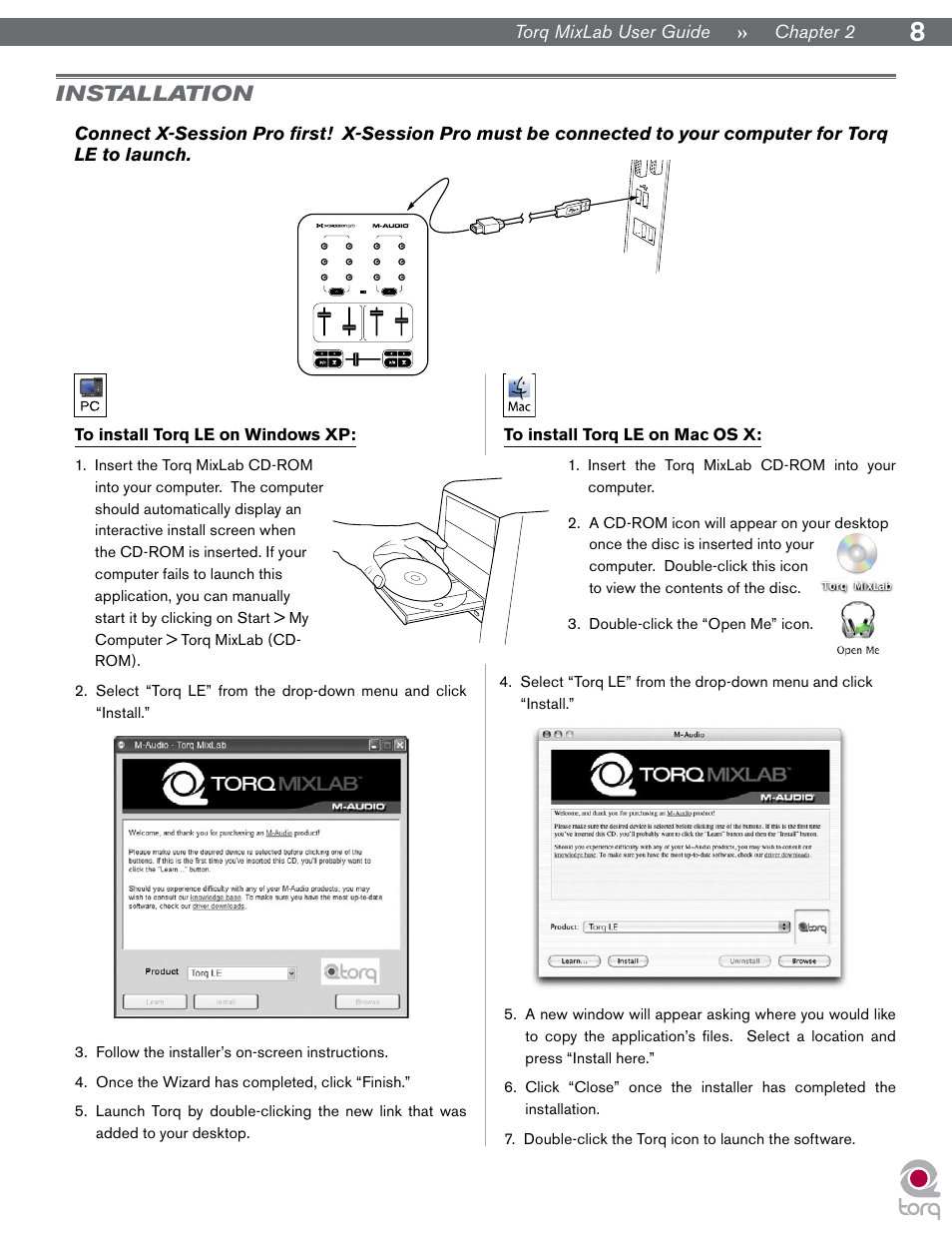 Installation, Windows xp, Macintosh os x | M-AUDIO Digital DJ System User Manual | Page 9 / 62