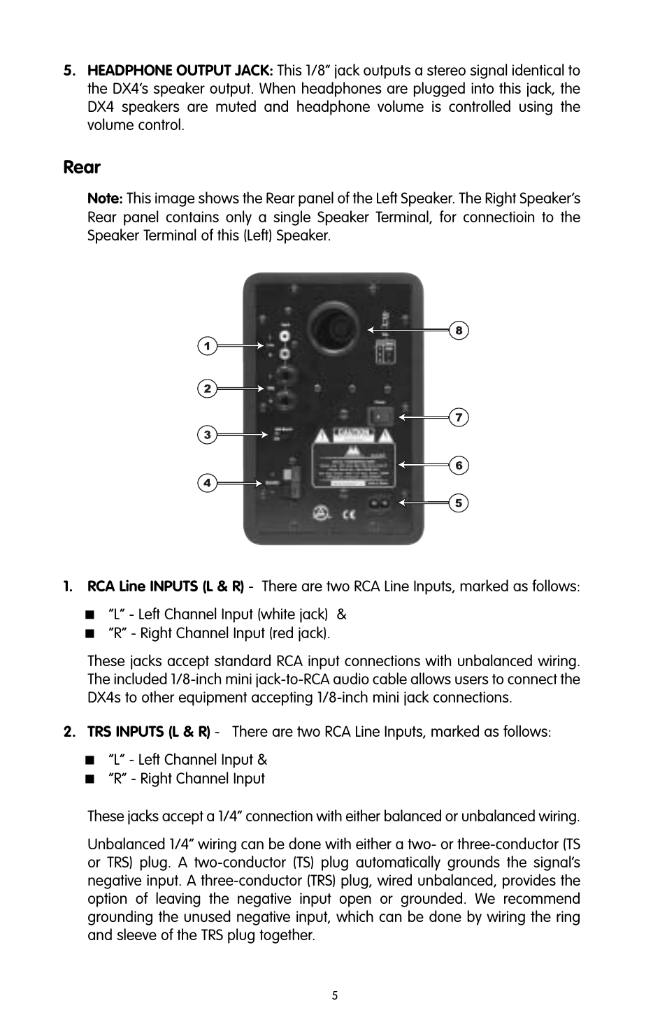 Rear | M-AUDIO DX4 User Manual | Page 5 / 12