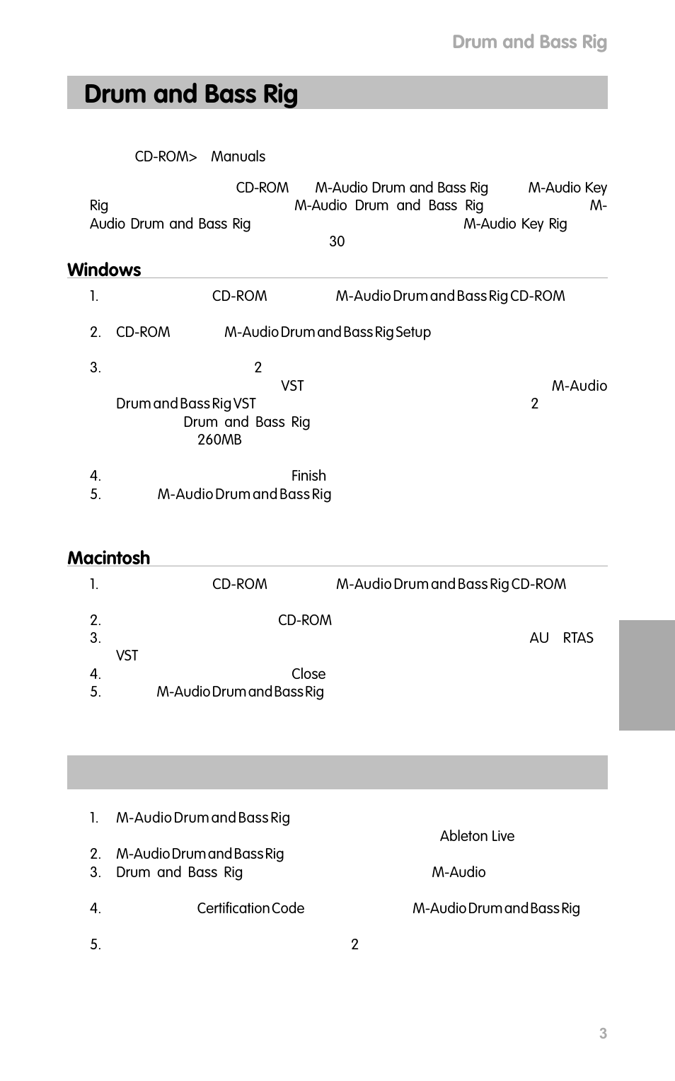 Drum and bass rigインストール方法, Drum and bass rig, Windows | Macintosh | M-AUDIO VST2 User Manual | Page 2 / 3