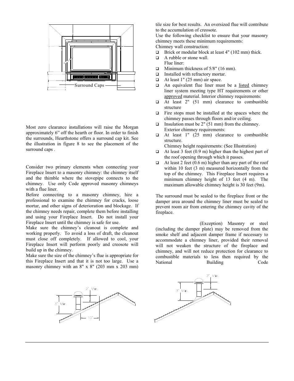Connection to a masonry chimney | Morgan & Company HEARTHSTONE 8470 User Manual | Page 13 / 29