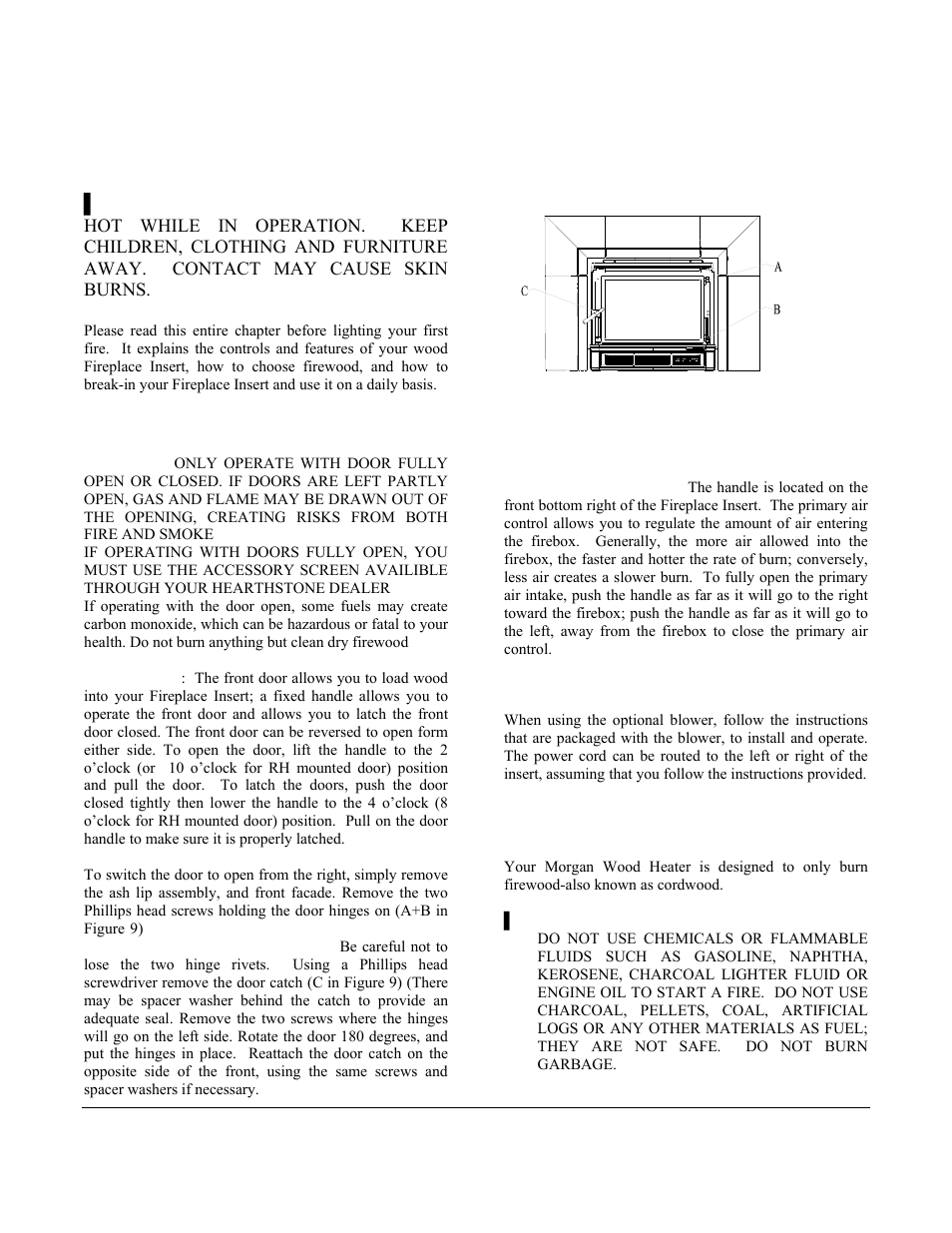 Operating your morgan wood fireplace insert, Controls and features, Choosing firewood | Ontrols, Eatures, Hoosing, Irewood | Morgan & Company HEARTHSTONE 8470 User Manual | Page 14 / 29