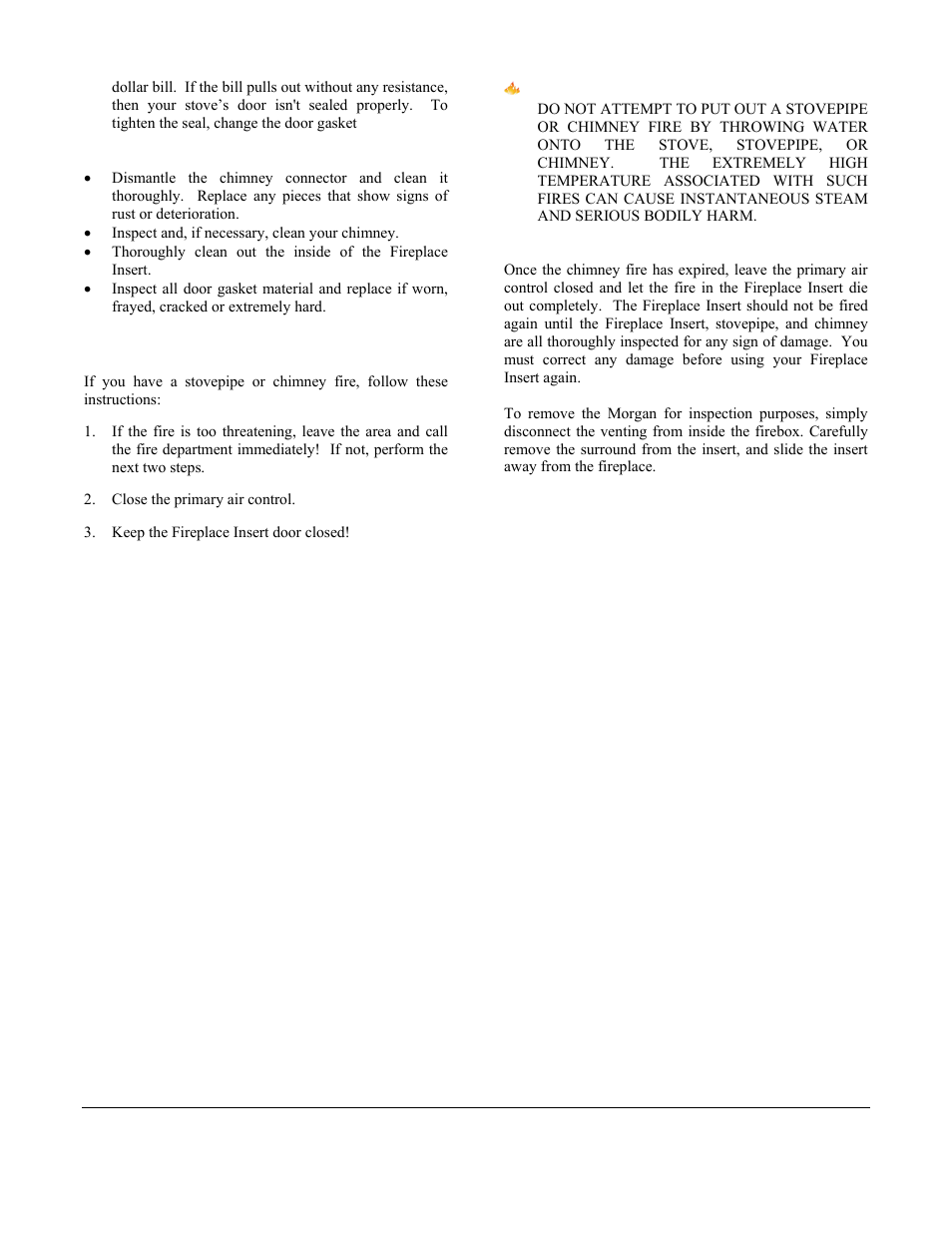 Emergency procedures | Morgan & Company HEARTHSTONE 8470 User Manual | Page 5 / 29