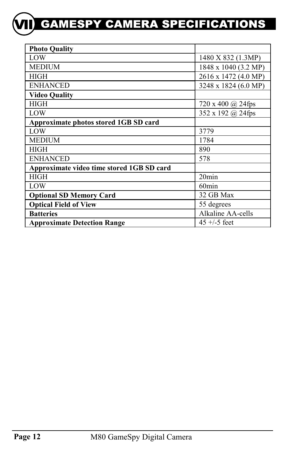 Moultrie GAMESPY DIGITAL CAMERA M80 User Manual | Page 12 / 16