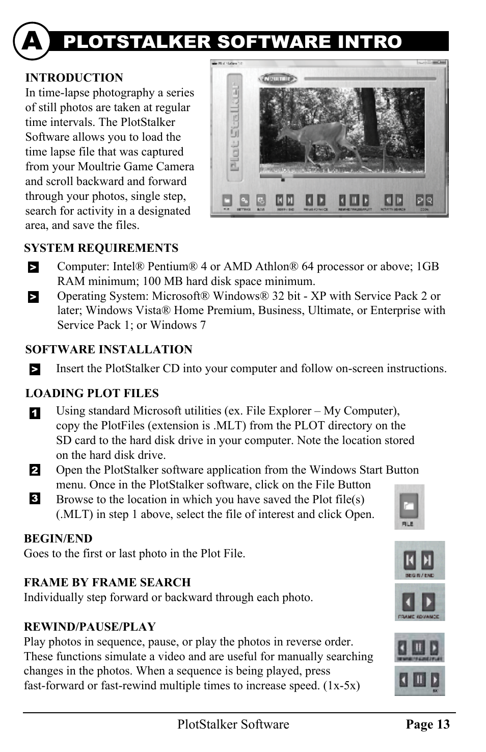 Capture modes, Plotstalker software intro | Moultrie GAMESPY DIGITAL CAMERA M80 User Manual | Page 13 / 16