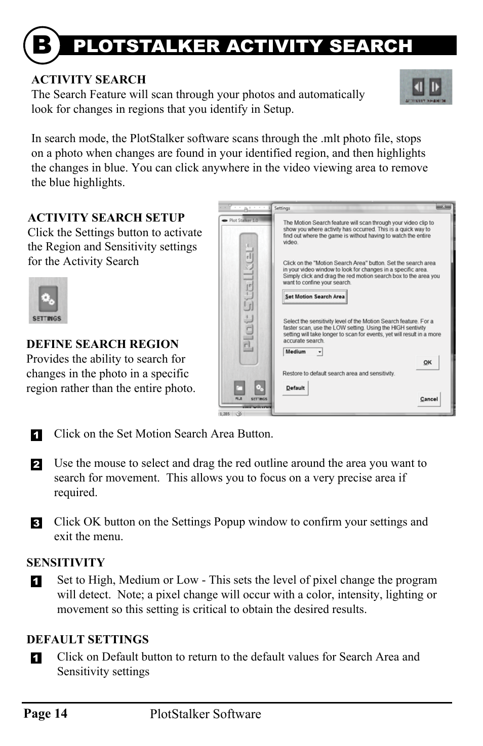 Plotstalker activity search | Moultrie GAMESPY DIGITAL CAMERA M80 User Manual | Page 14 / 16
