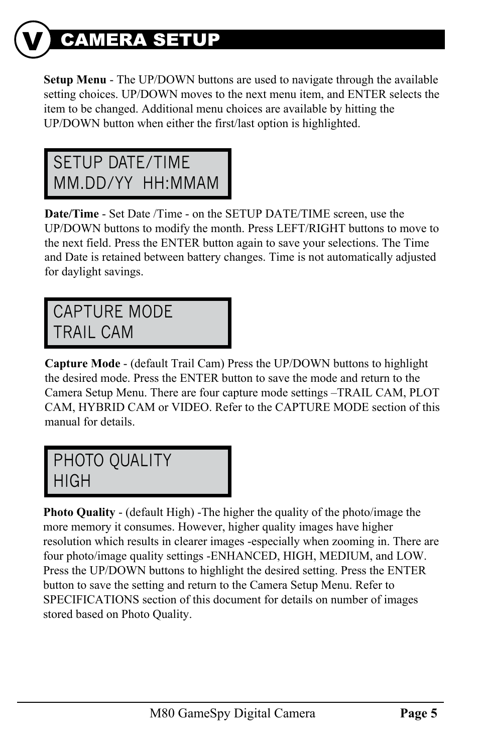 Moultrie GAMESPY DIGITAL CAMERA M80 User Manual | Page 5 / 16