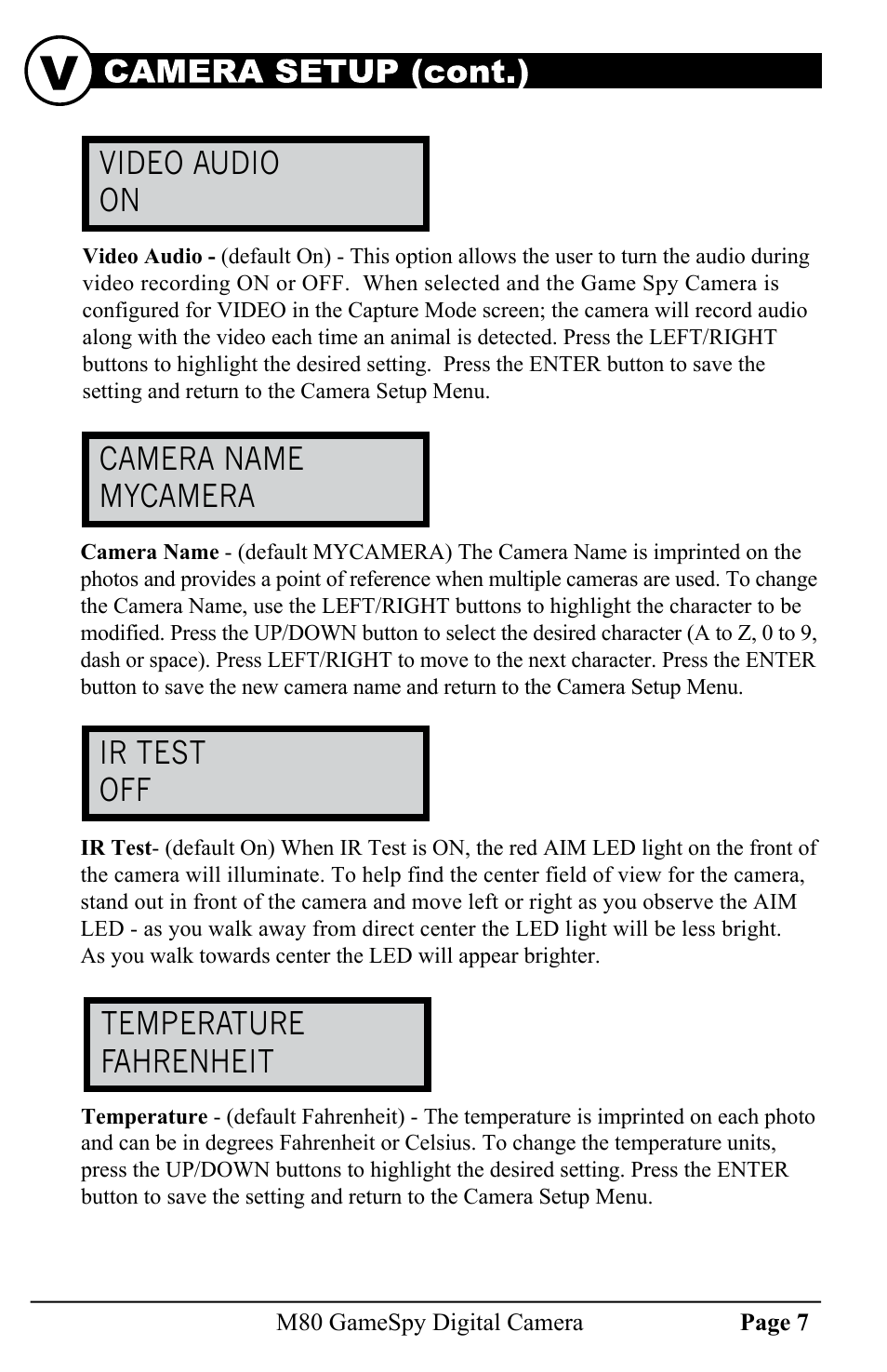 Advanced information | Moultrie GAMESPY DIGITAL CAMERA M80 User Manual | Page 7 / 16
