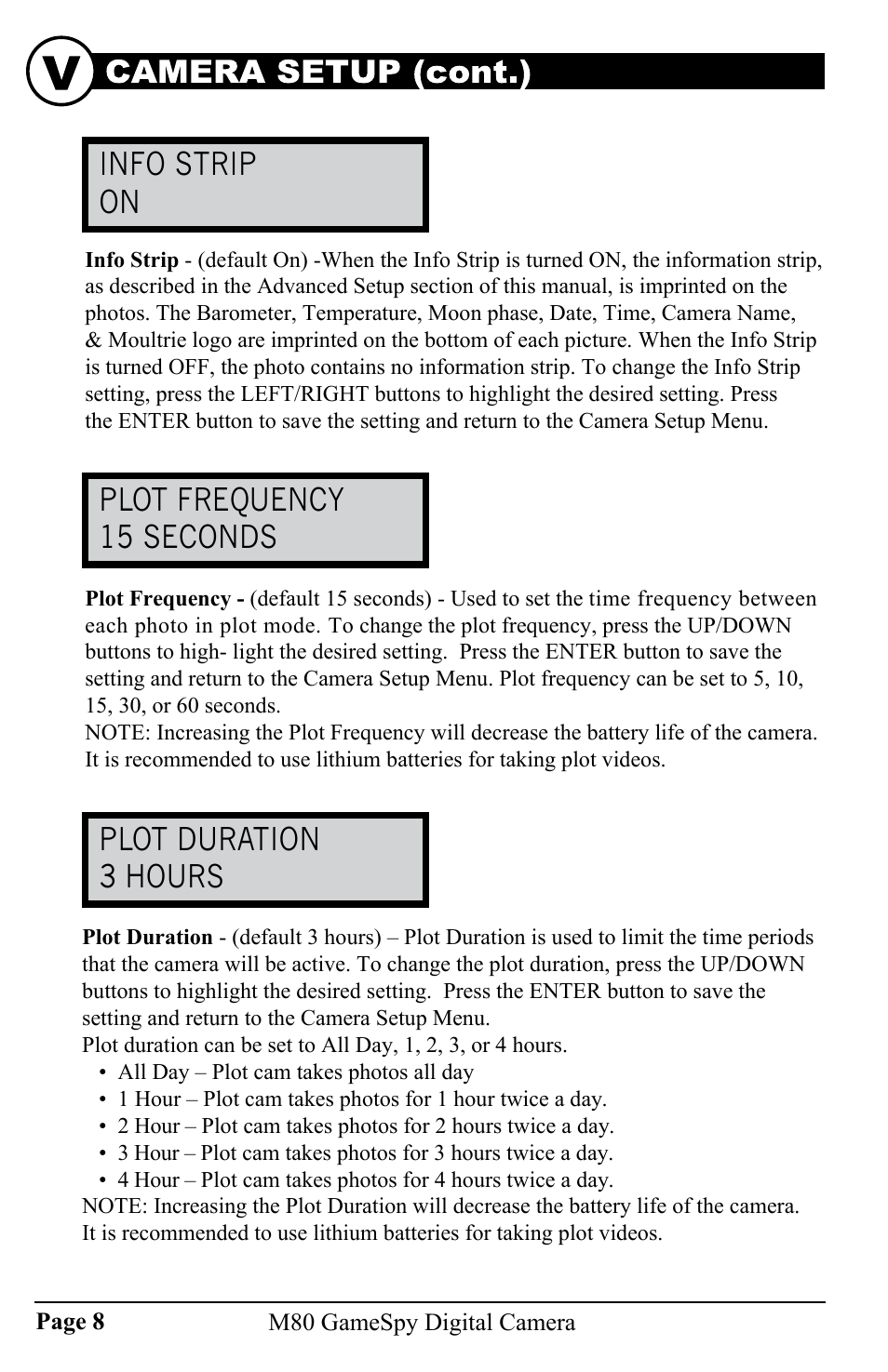 Moultrie GAMESPY DIGITAL CAMERA M80 User Manual | Page 8 / 16