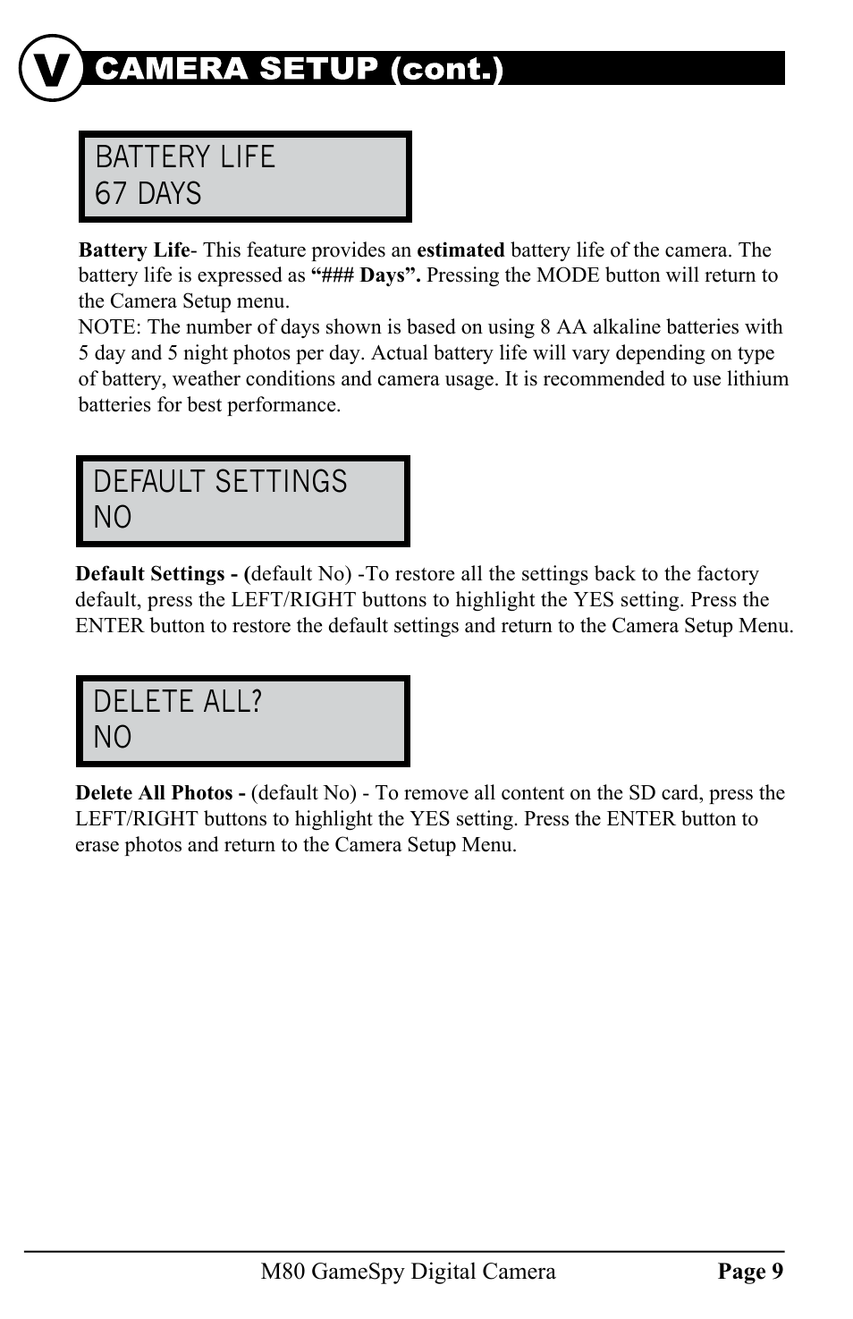 Moultrie GAMESPY DIGITAL CAMERA M80 User Manual | Page 9 / 16