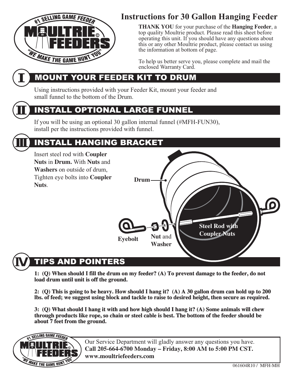 R 30 gallon hanging feeder instructions fo | Moultrie 120704R04 / MFH-PEK User Manual | Page 3 / 3