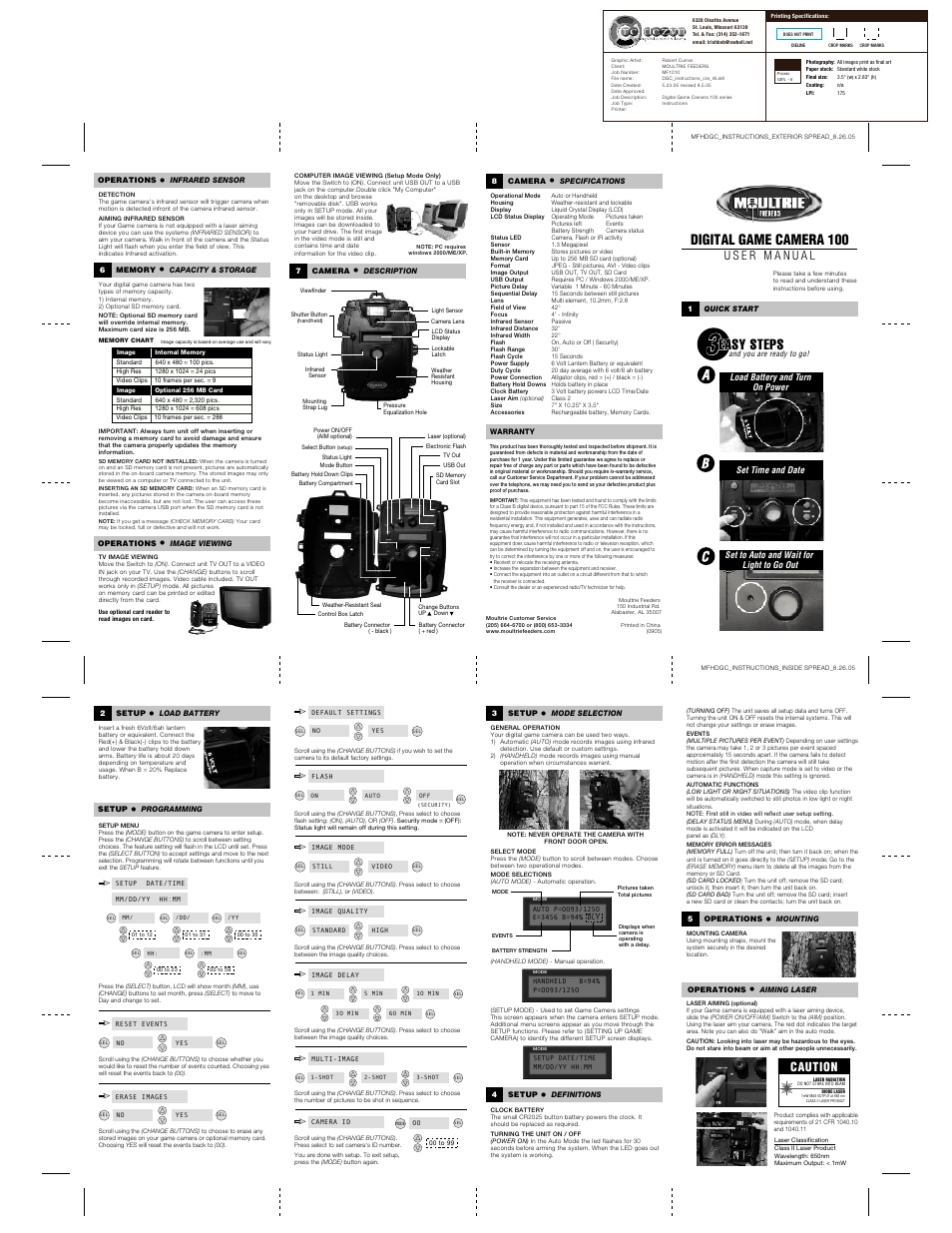 Moultrie DIGITAL GAME CAMERA 100 User Manual | 1 page