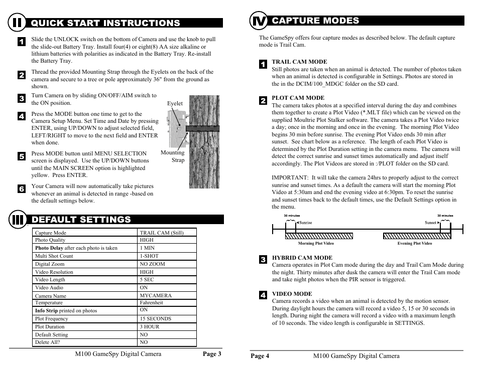 Plotstalker activity search, Capture modes, Plotstalker software intro | Moultrie GAMESPY M100 User Manual | Page 2 / 8