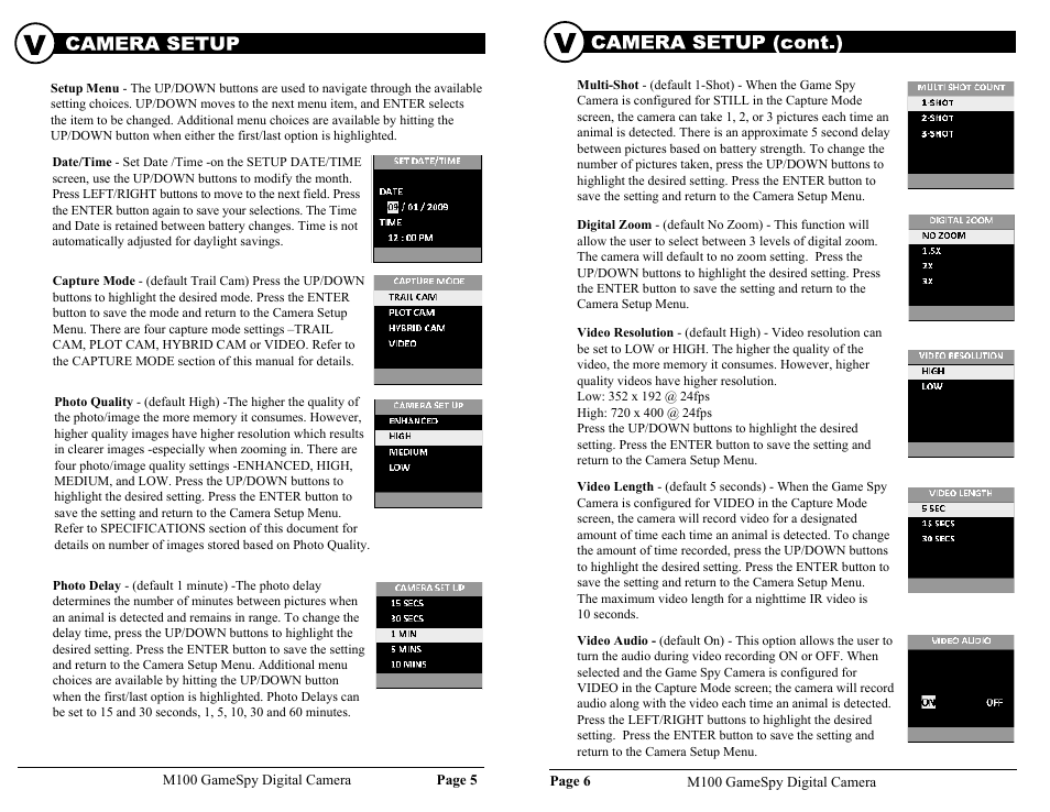 Advanced information (cont.) | Moultrie GAMESPY M100 User Manual | Page 3 / 8