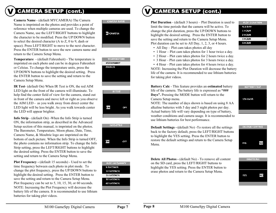 Advanced information | Moultrie GAMESPY M100 User Manual | Page 4 / 8