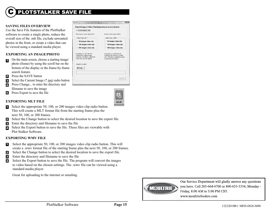 Instructions for m80 gamespy digital camera, Plotstalker save file | Moultrie GAMESPY M100 User Manual | Page 8 / 8