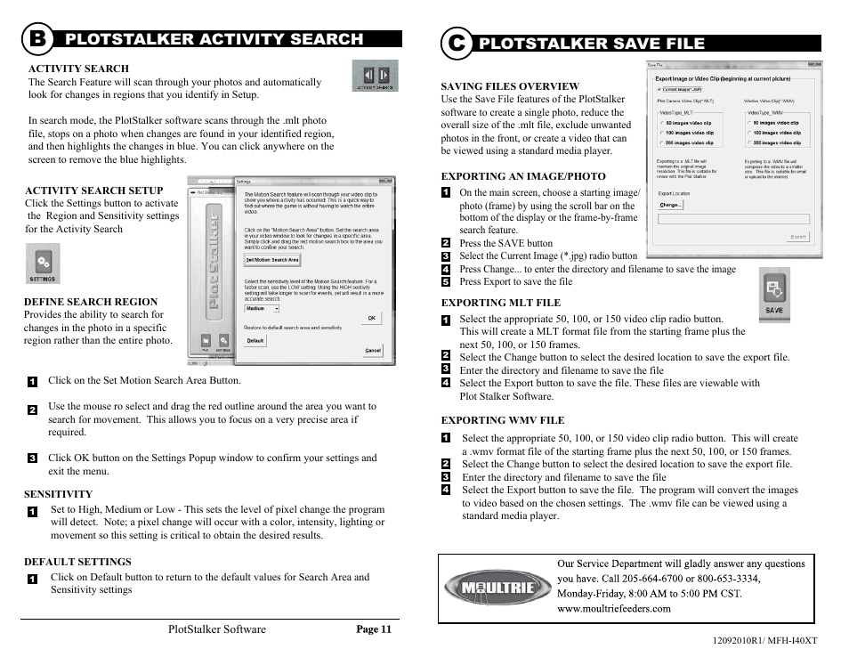 Instructions for i40xt gamespy digital camera, Plotstalker save file, Plotstalker activity search | Moultrie GAMESPY I40XT User Manual | Page 6 / 6