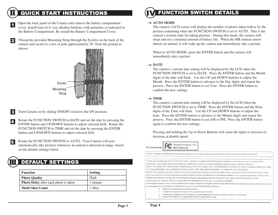 Advanced information, Function switch details, Function switch details (cont.) | Moultrie GAMESPY L20 User Manual | Page 2 / 4