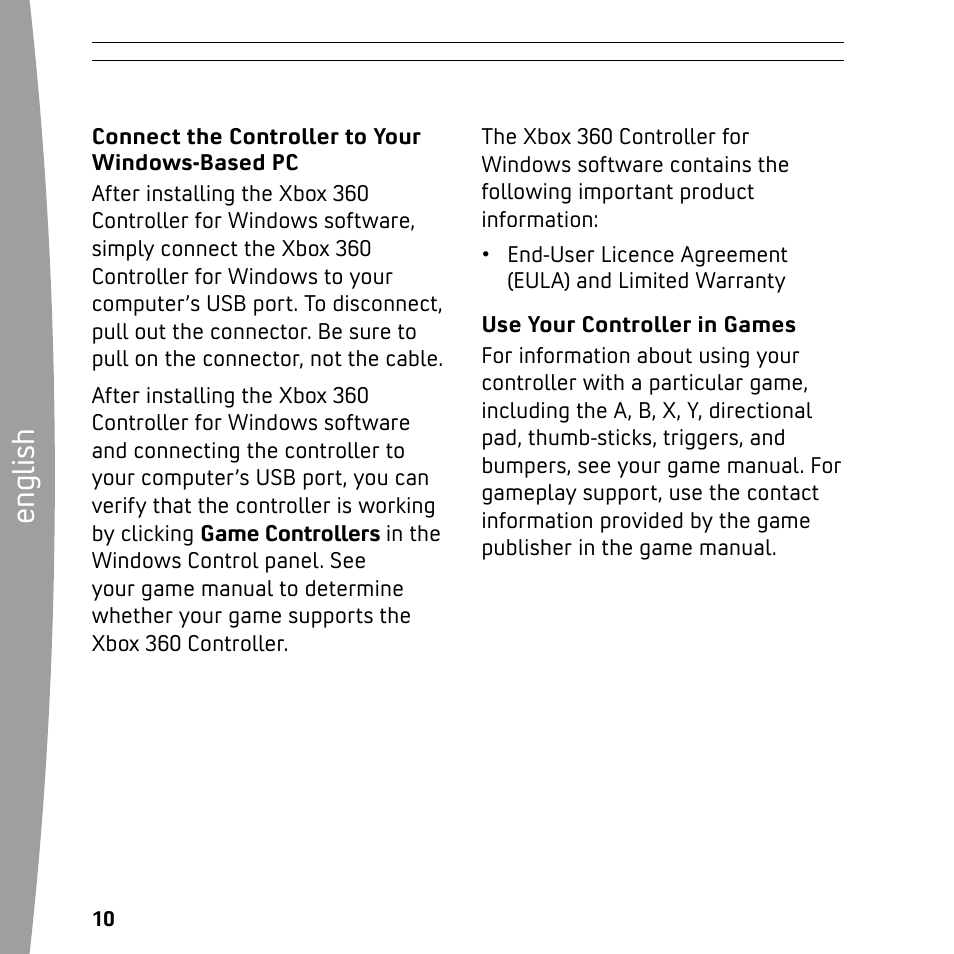 En gl is h | XBOX 360 User Manual | Page 10 / 64