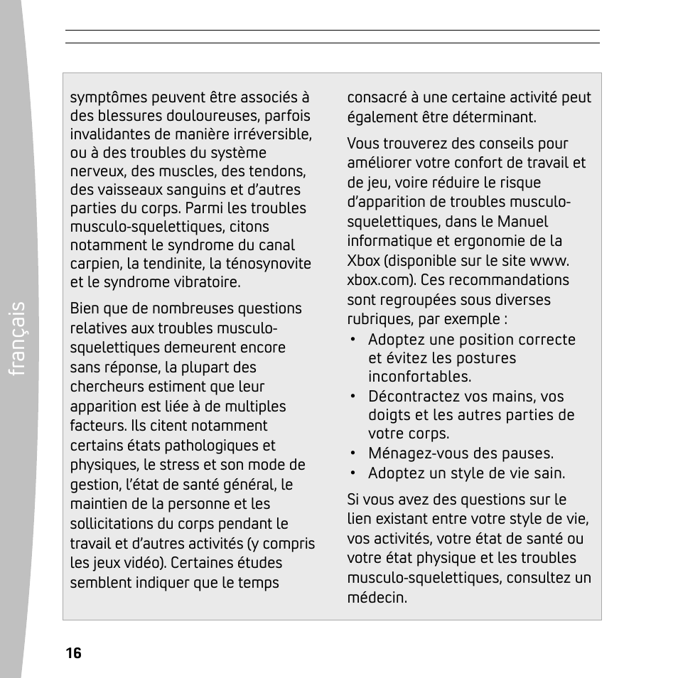 Fr an ça is | XBOX 360 User Manual | Page 16 / 64