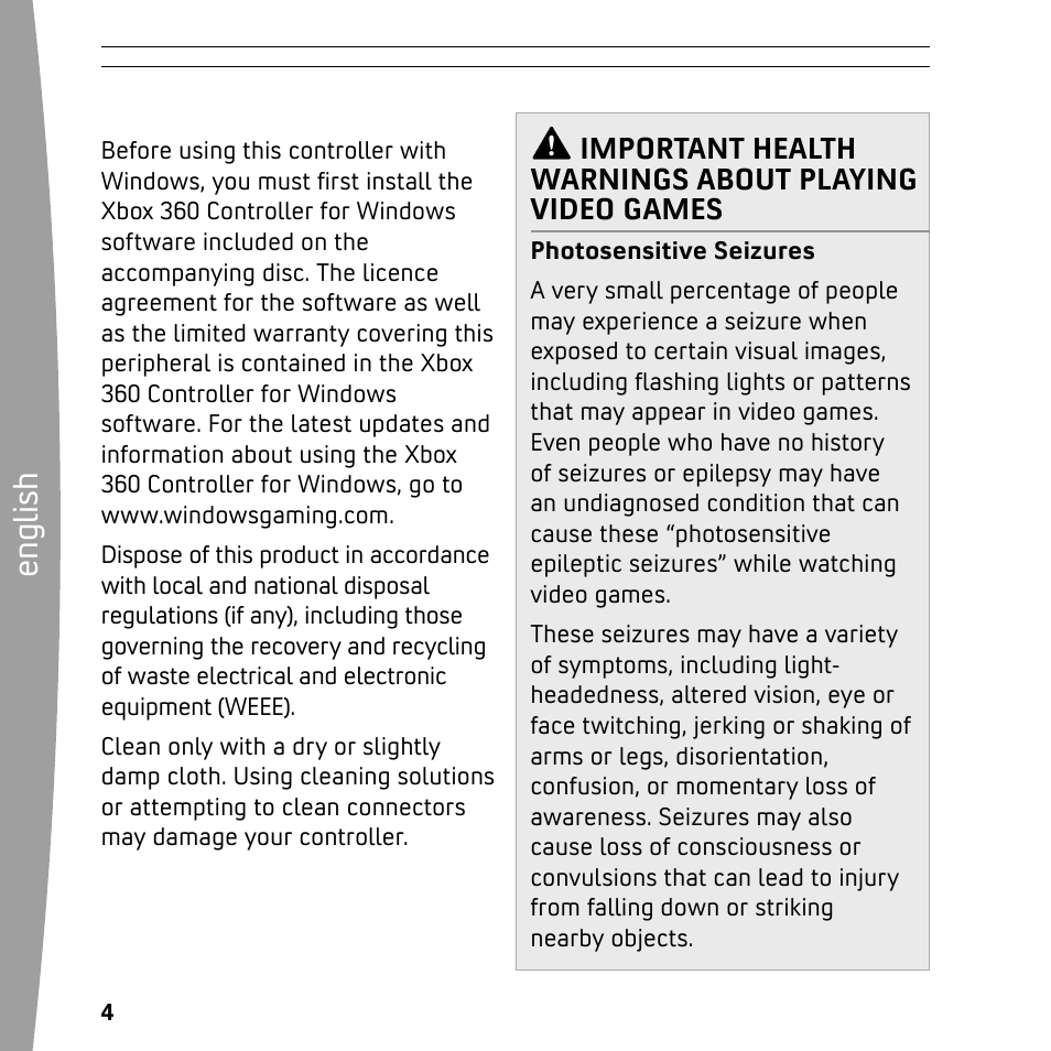 En gl is h | XBOX 360 User Manual | Page 4 / 64