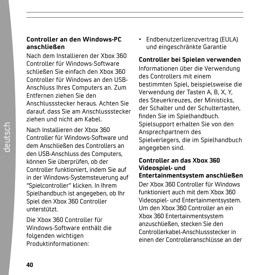 De ut sc h | XBOX 360 User Manual | Page 40 / 64