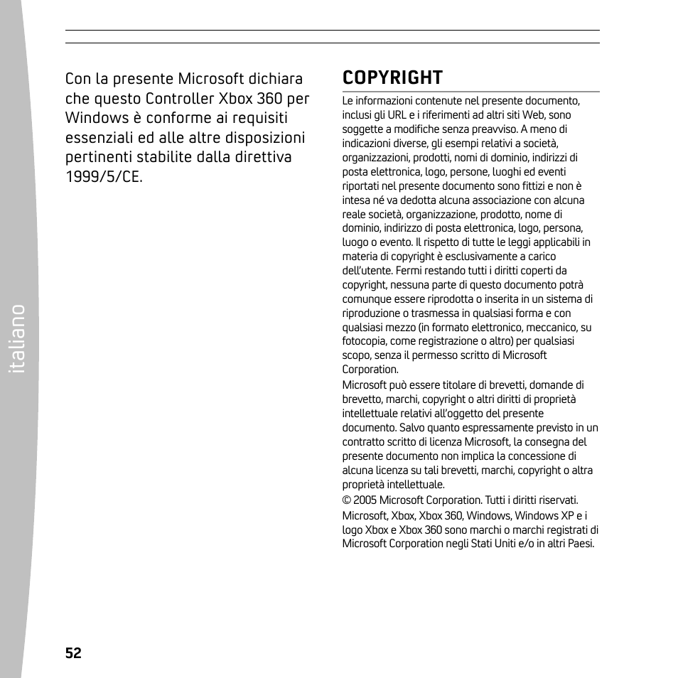 Ita lia no | XBOX 360 User Manual | Page 52 / 64