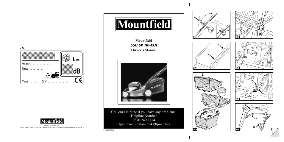 Mountfield 550 SP User Manual | 10 pages