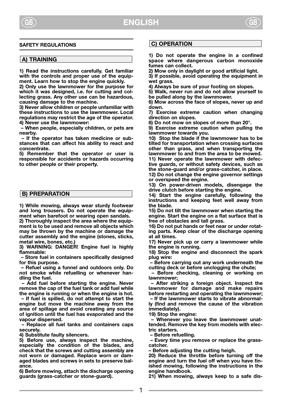 English gb gb | Mountfield 550 SP User Manual | Page 3 / 10