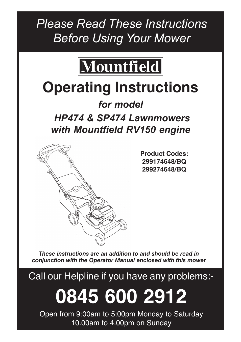 Mountfield SP474 User Manual | 8 pages