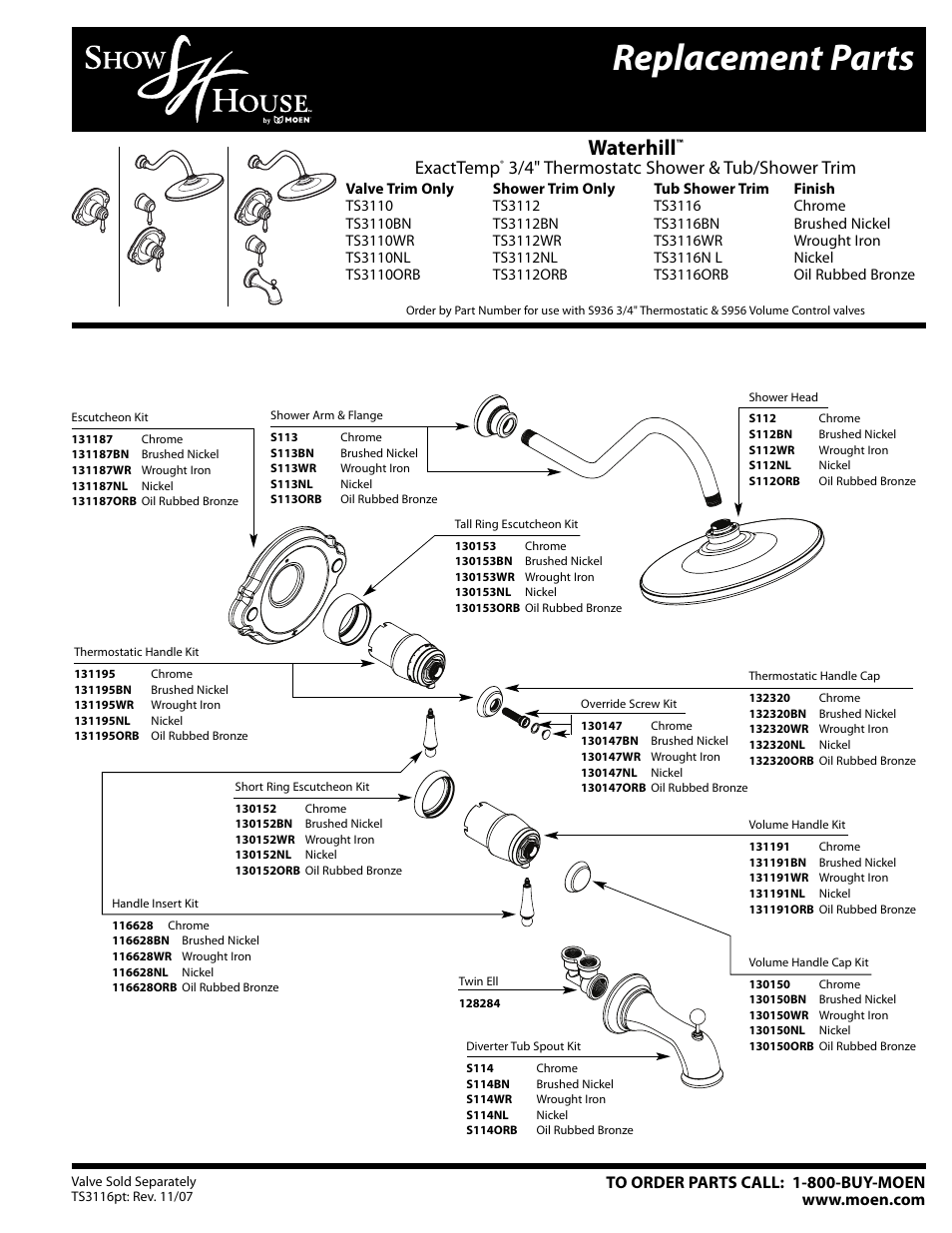 Moen Waterhill TS3112NL User Manual | 1 page