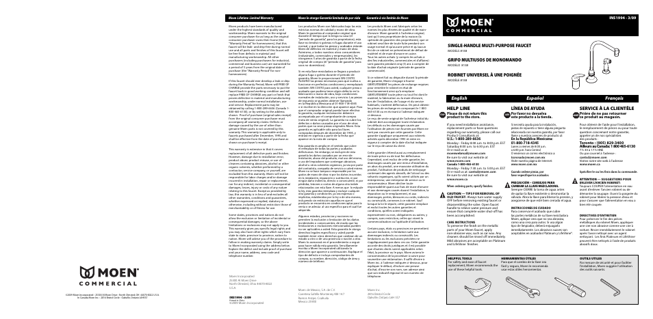 Moen 8138 User Manual | 6 pages