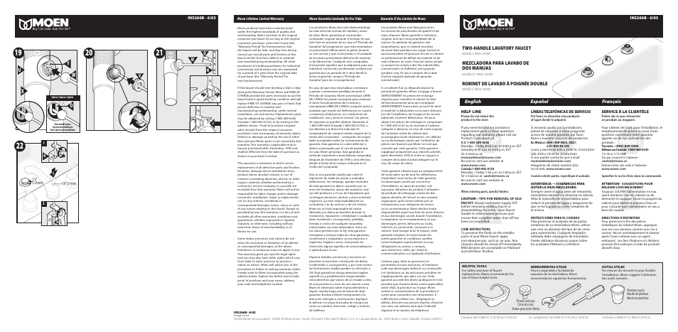 Moen 69000 User Manual | 6 pages