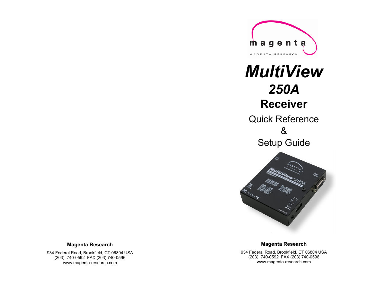 Magenta MULTIVIEW 250A User Manual | 7 pages