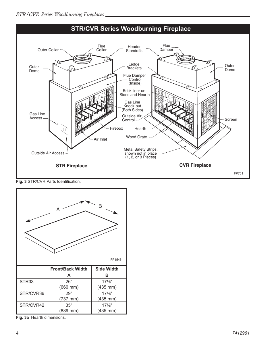 Str/cvr series woodburning fireplace, Str/cvr series woodburning fireplaces | Majestic CVR42 User Manual | Page 4 / 28