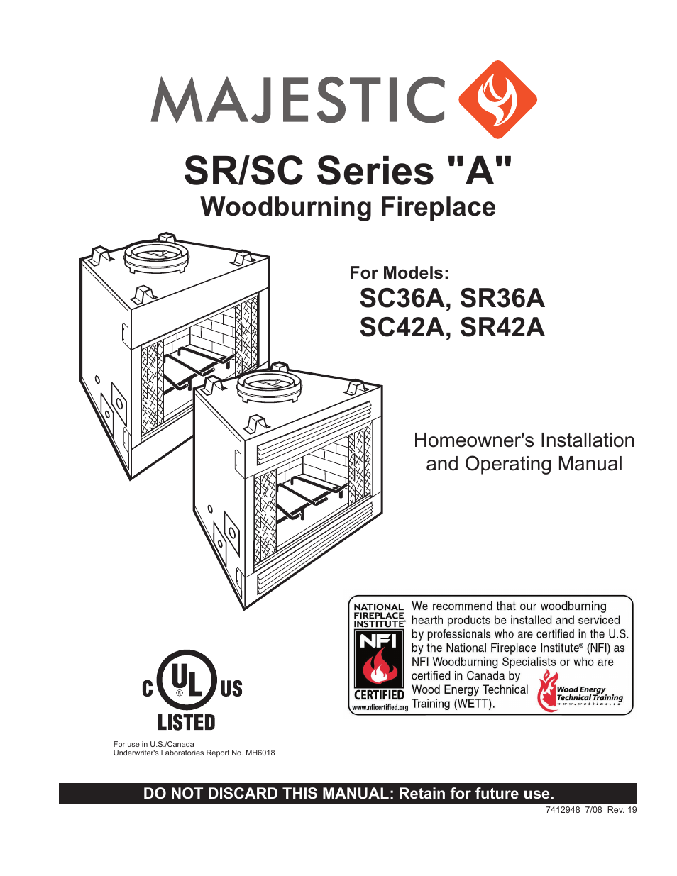 Majestic SR/SC Series A SC36A User Manual | 24 pages