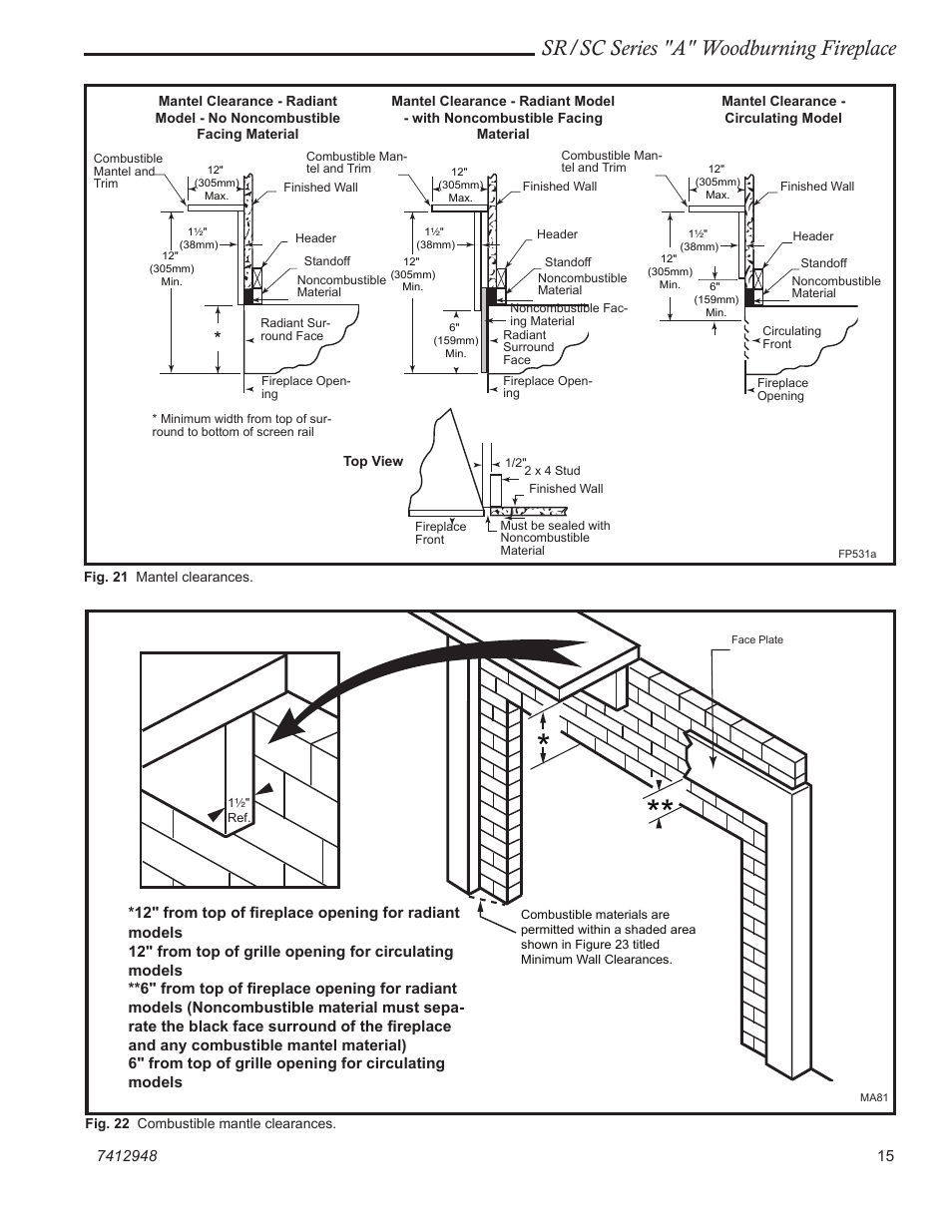 Sr/sc series "a" woodburning fireplace | Majestic SR/SC Series A SC36A User Manual | Page 15 / 24